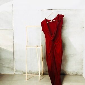Elegant Red Draped Dress